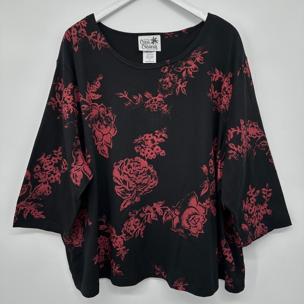 Vintage Womens Hawaiian Top Shirt Size‎ 4X Boxy Oversize Artsy USA Copa Cabana